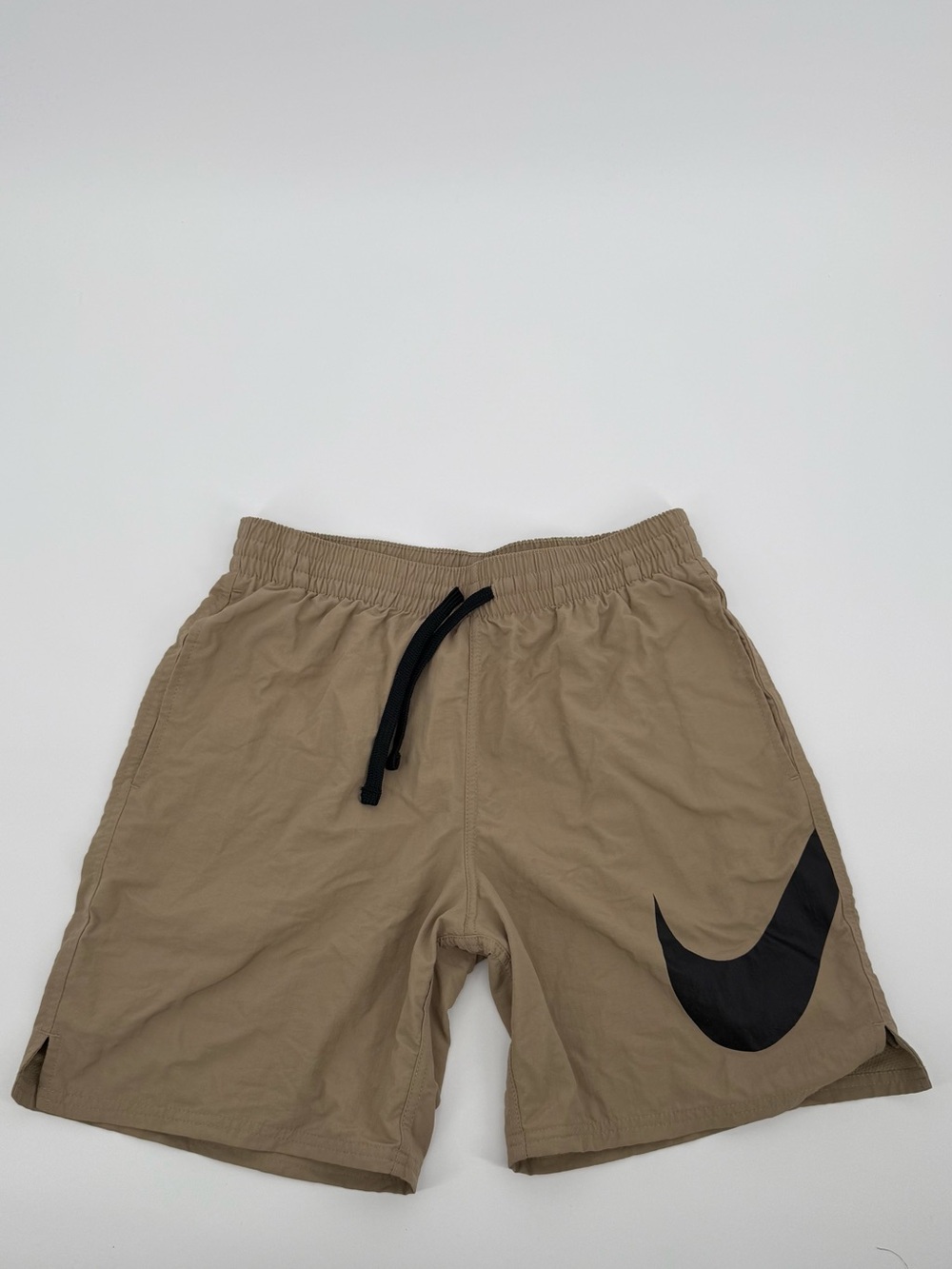 Nike Khaki Athletic Shorts with Black Swoosh